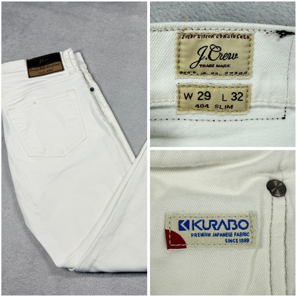 J Crew 484 Slim Fit Jeans White Kurabo Denim Men Size 29x32